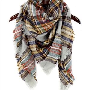 Plaid blanket scarf yellow